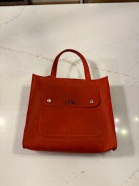 Red Leather Monogrammed Purse (Handmade)